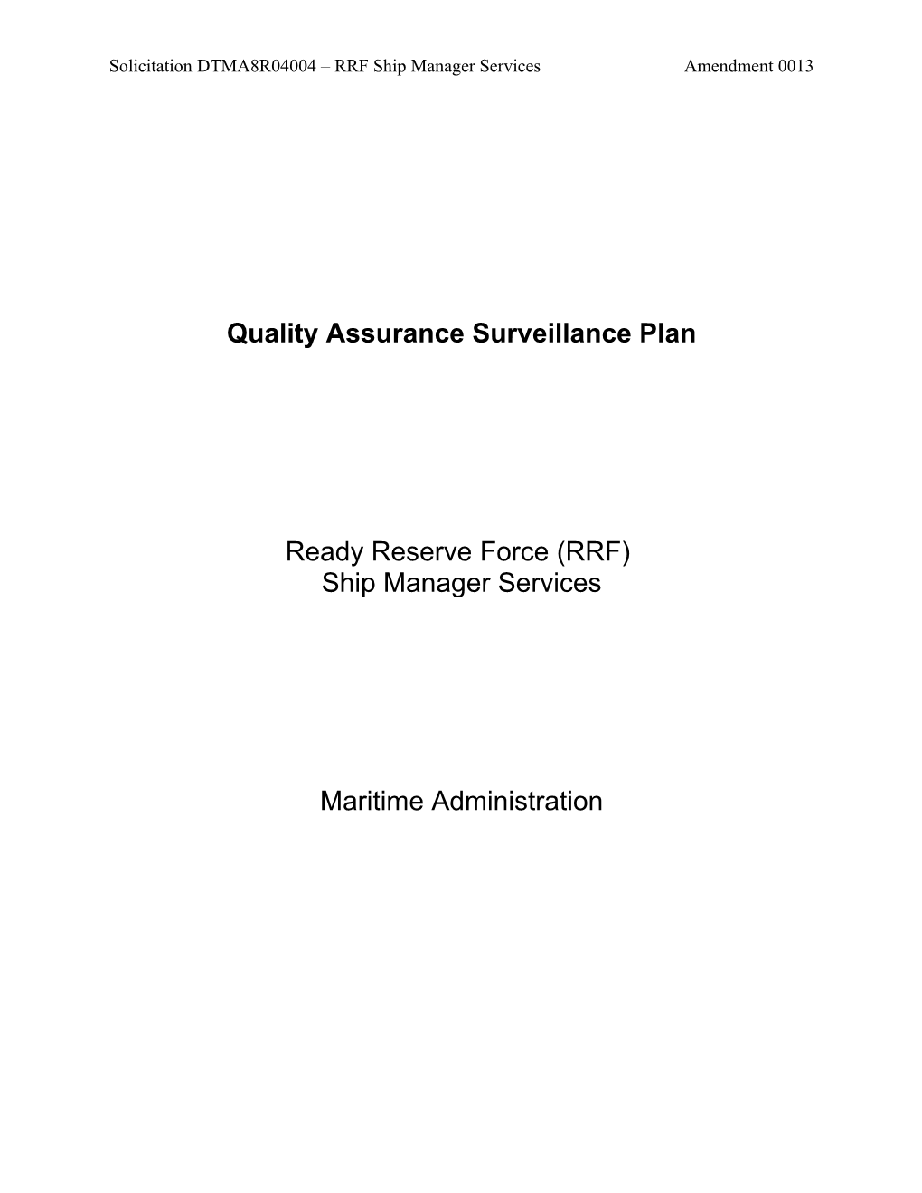 Quality Assurance Surveillance Plan