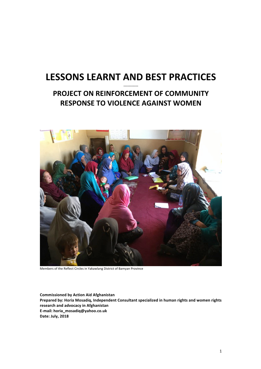Lessons Learnt and Best Practices ------Project on Reinforcement of Community Response to Violence Against Women