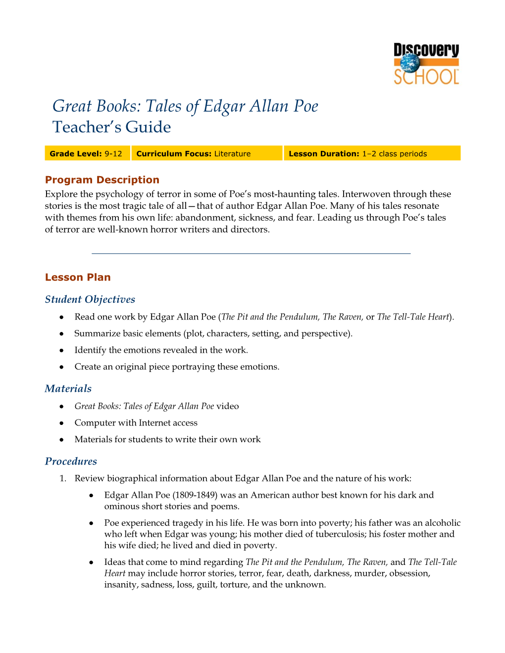 Great Books: Tales of Edgar Allan Poe