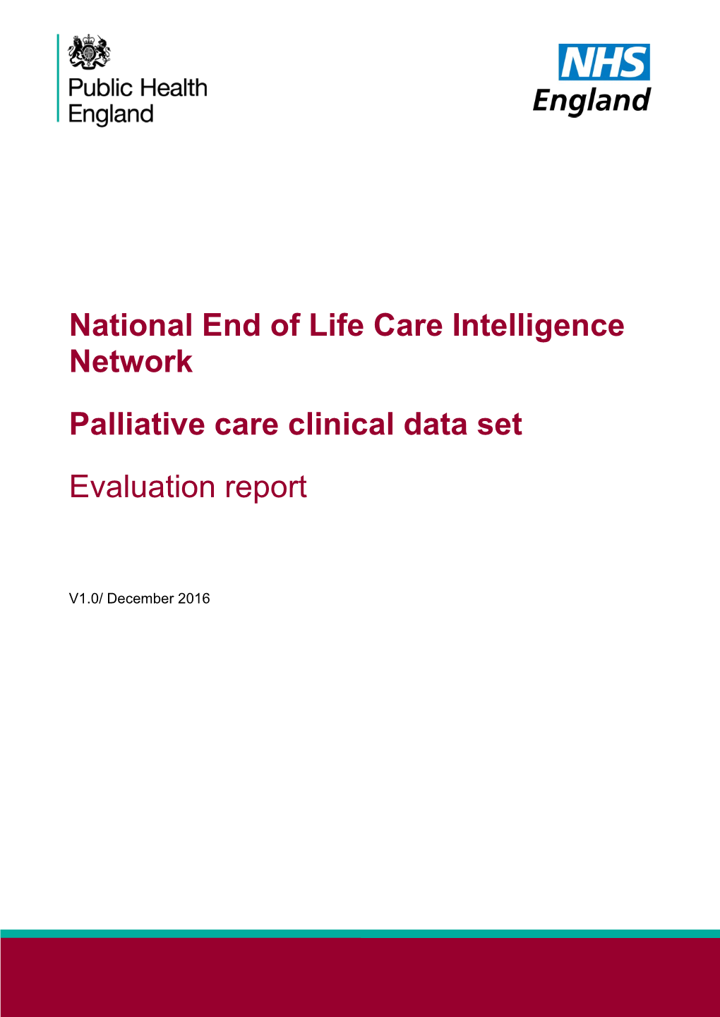 Palliative Care Clinical Data Set: Evaluation Report