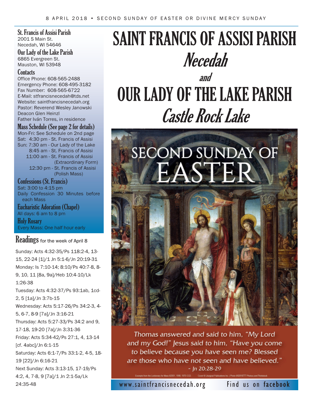 SAINT FRANCIS of ASSISI PARISH Necedah OUR LADY of the LAKE