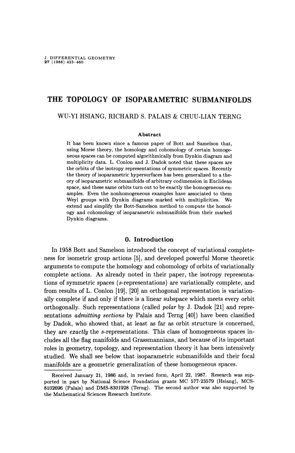 The Topology of Isoparametric Submanifolds