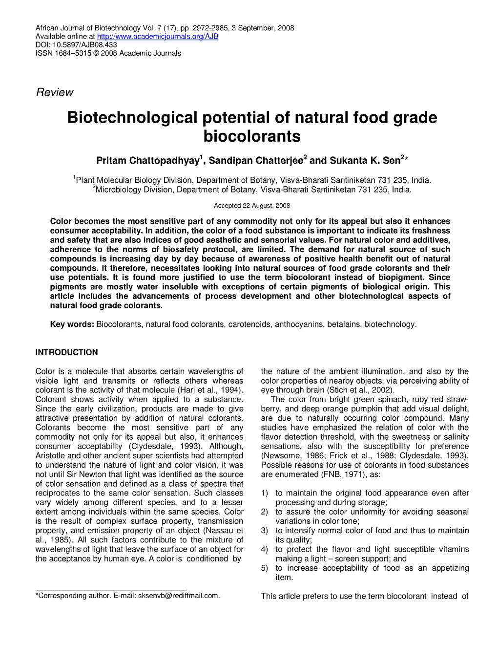 Biotechnological Potential of Natural Food Grade Biocolorants
