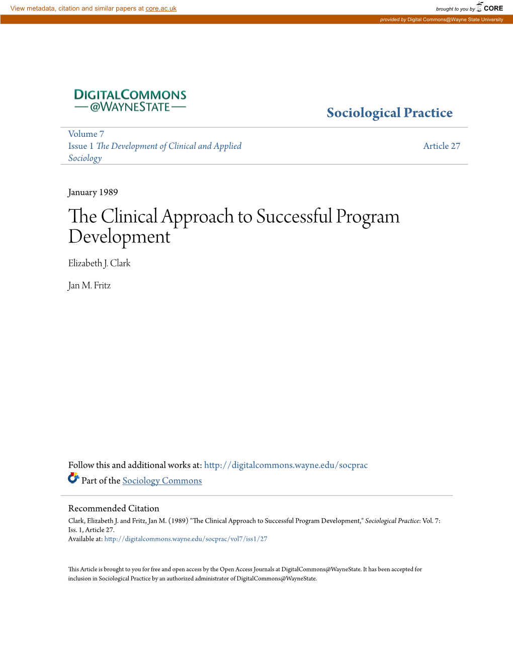 The Clinical Approach to Successful Program Development