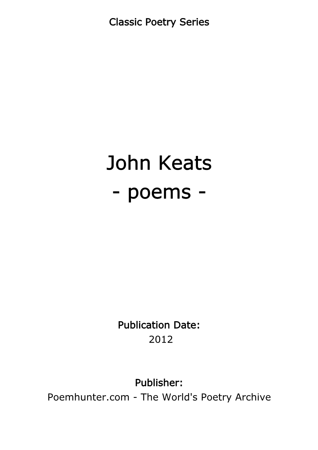 John Keats - Poems