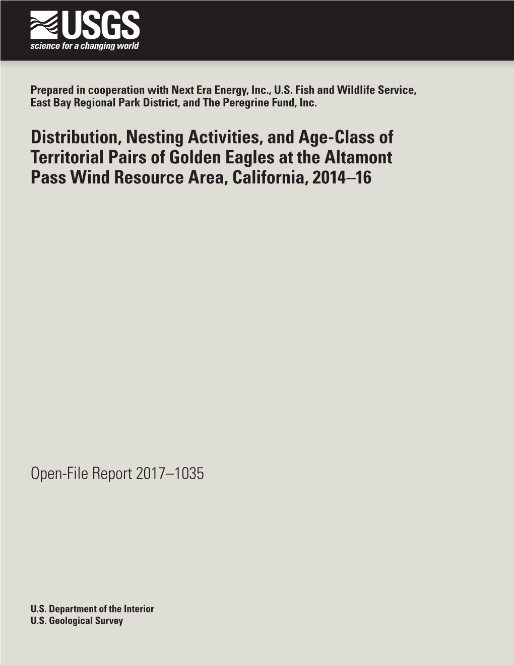 Distribution, Nesting Activities, and Age-Class of Territorial Pairs of Golden Eagles at the Altamont Pass Wind Resource Area, California, 2014–16