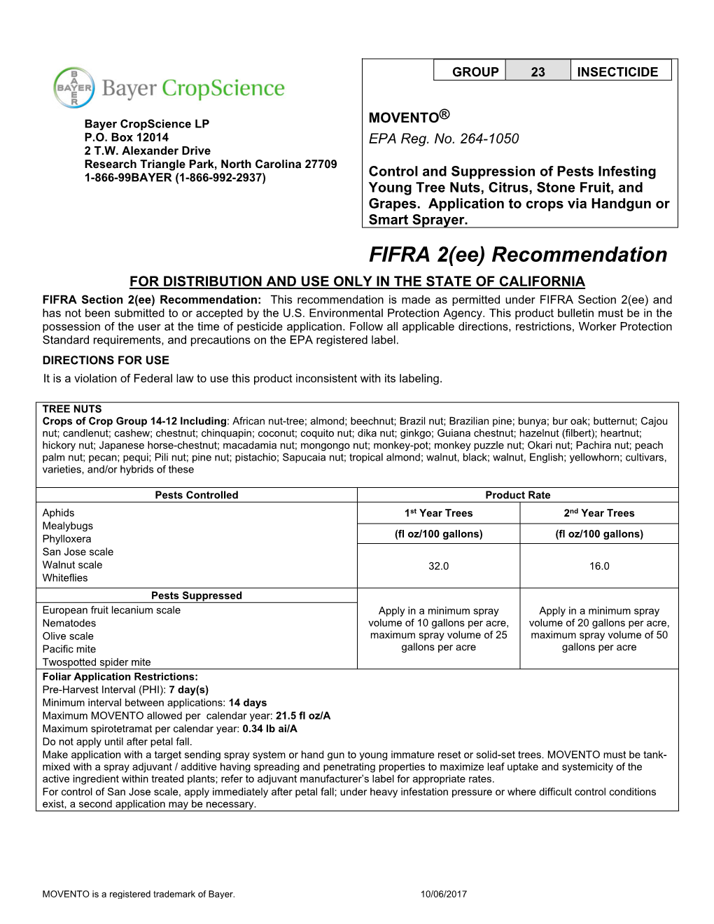 FIFRA 2(Ee) Recommendation