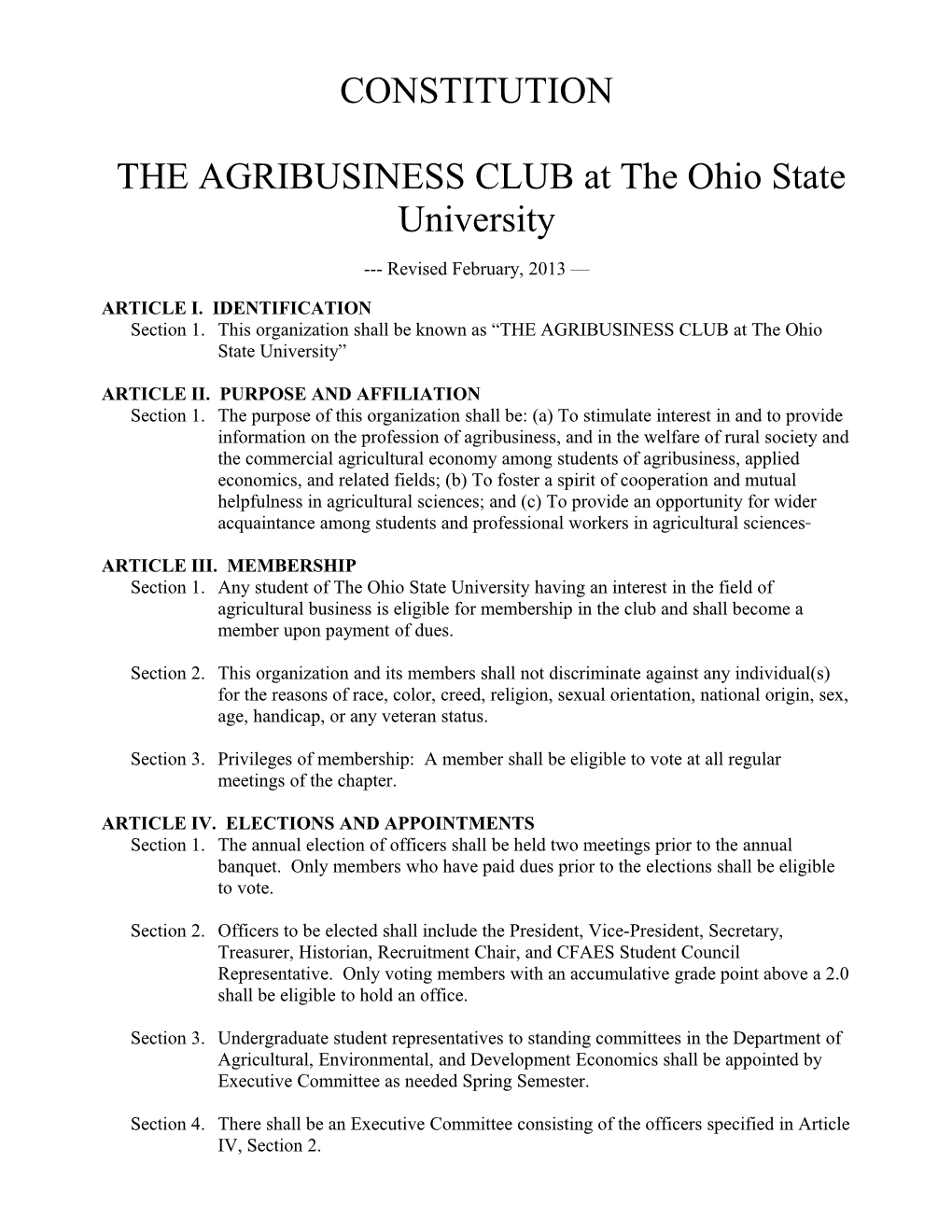 THE AGRIBUSINESS CLUB at the Ohio State University