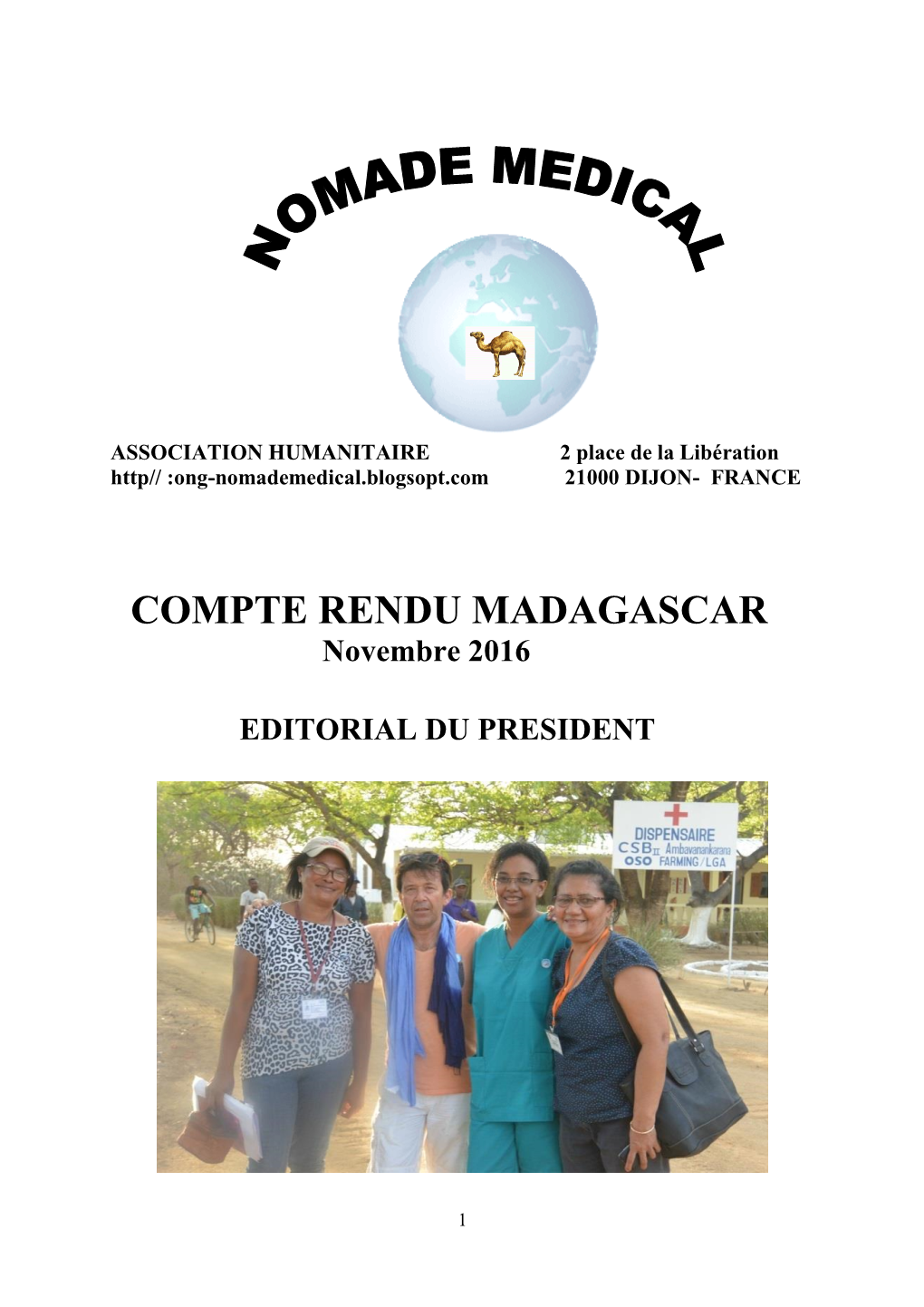COMPTE RENDU MADAGASCAR Novembre 2016