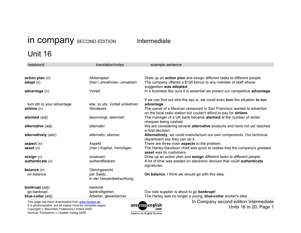 In Company SECOND EDITION Intermediate