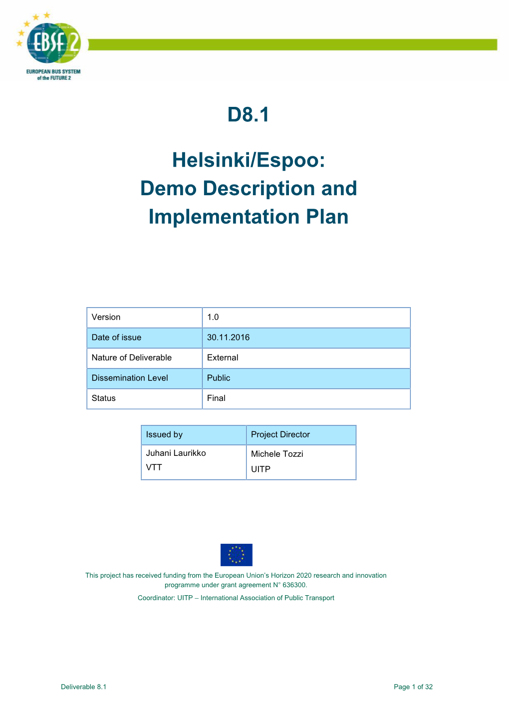 D8.1 Helsinki/Espoo: Demo Description and Implementation Plan