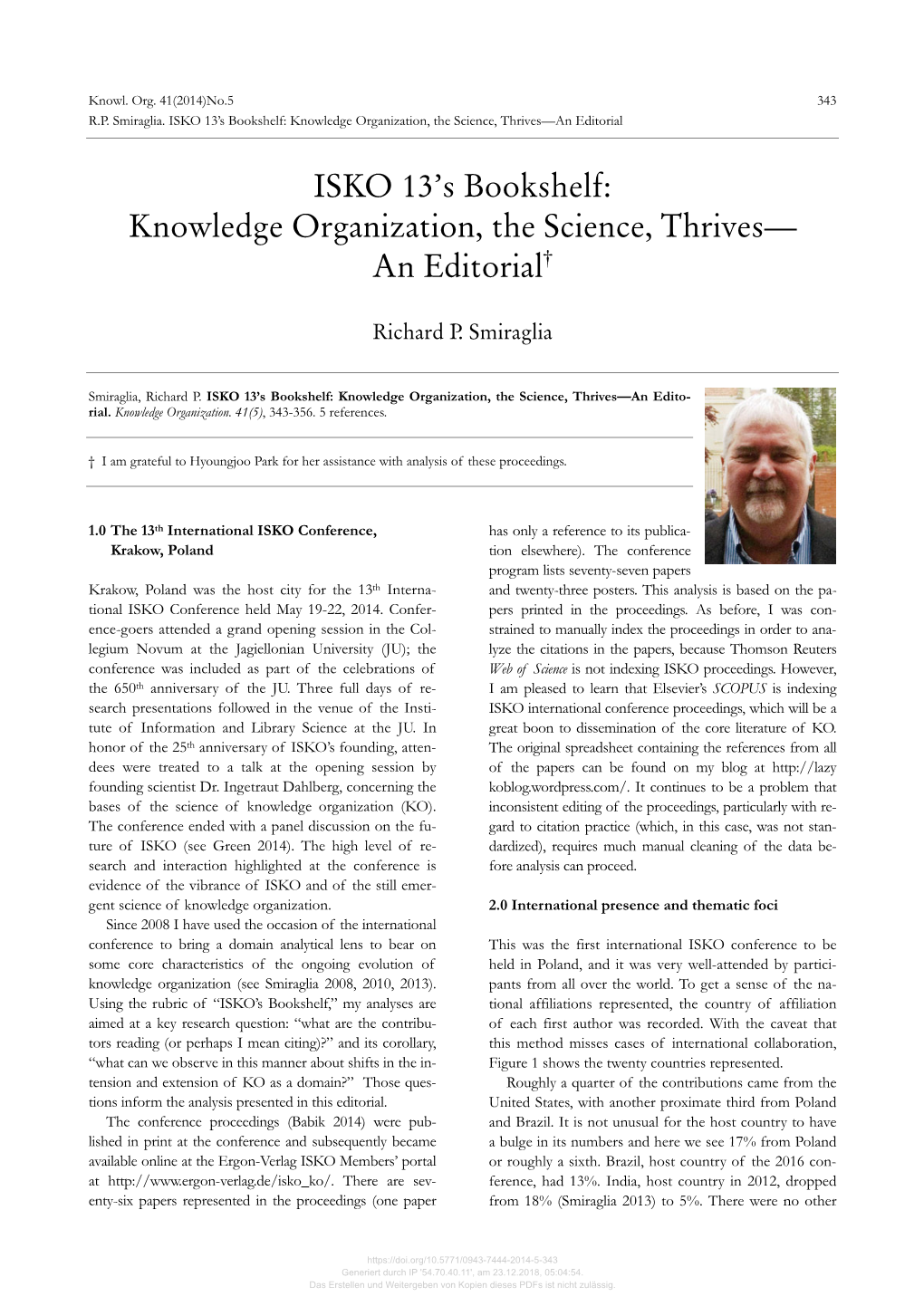 Knowledge Organization, the Science, Thrives—An Editorial