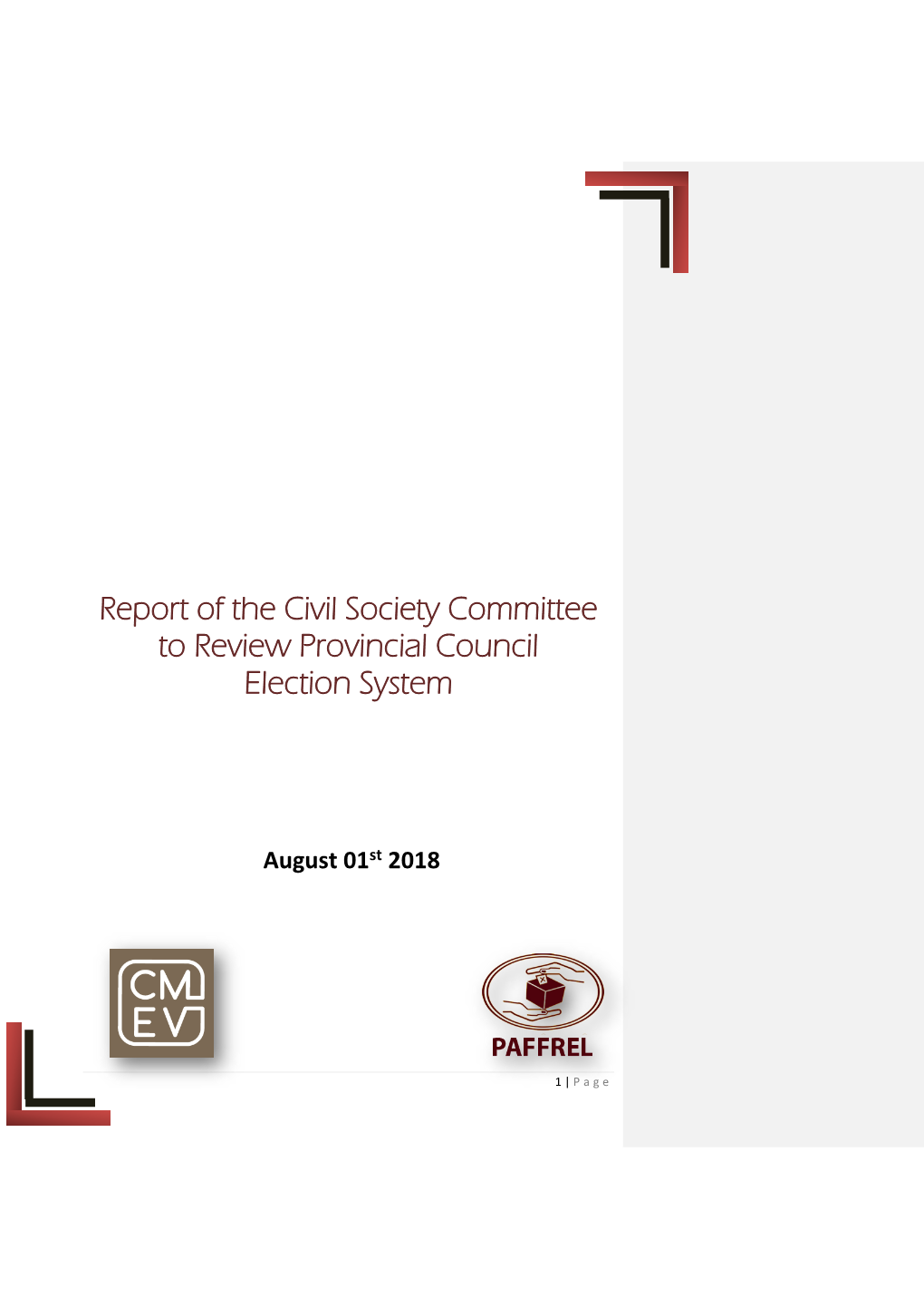 Report of the Civil Society Committee to Review Provincial Council Election System