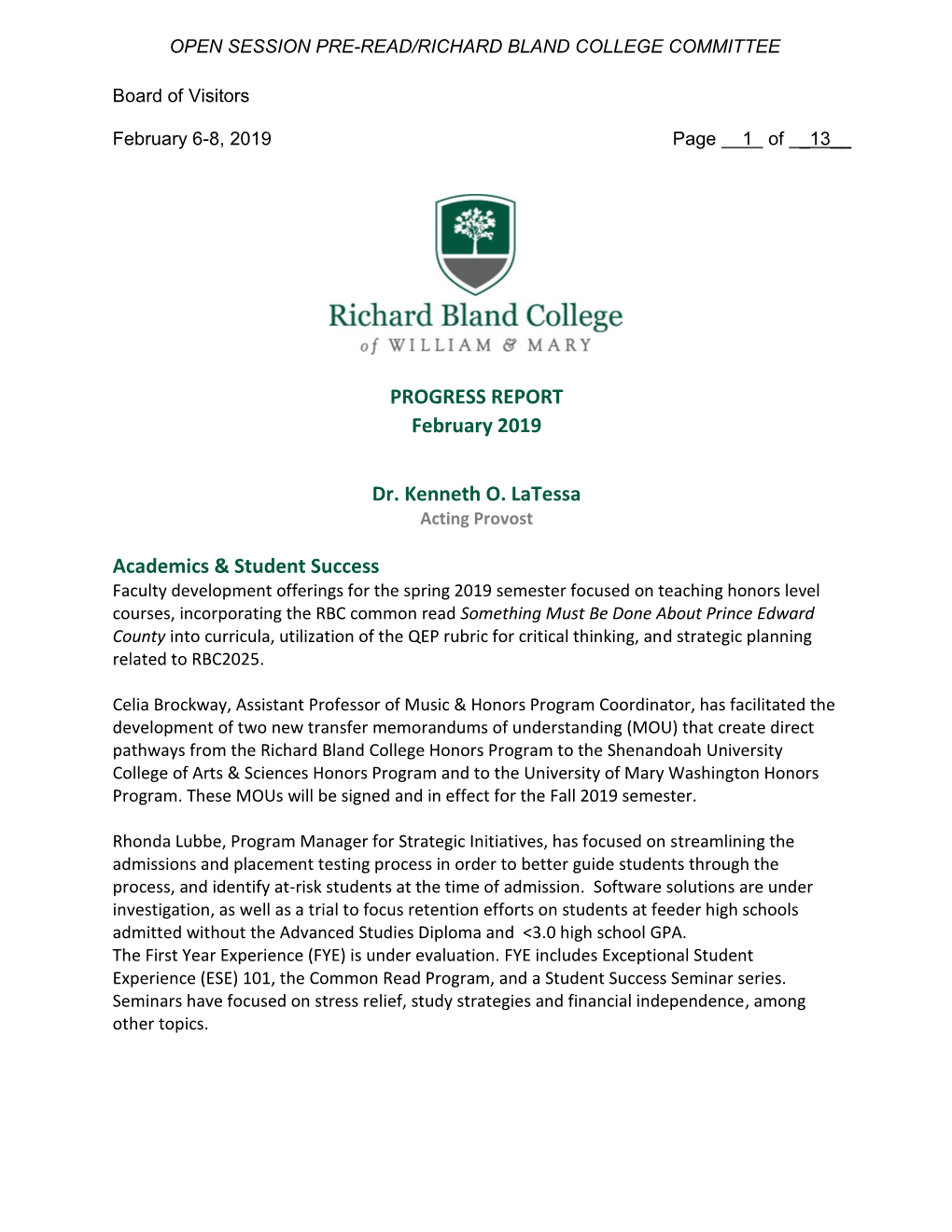 Richard Bland College Committee