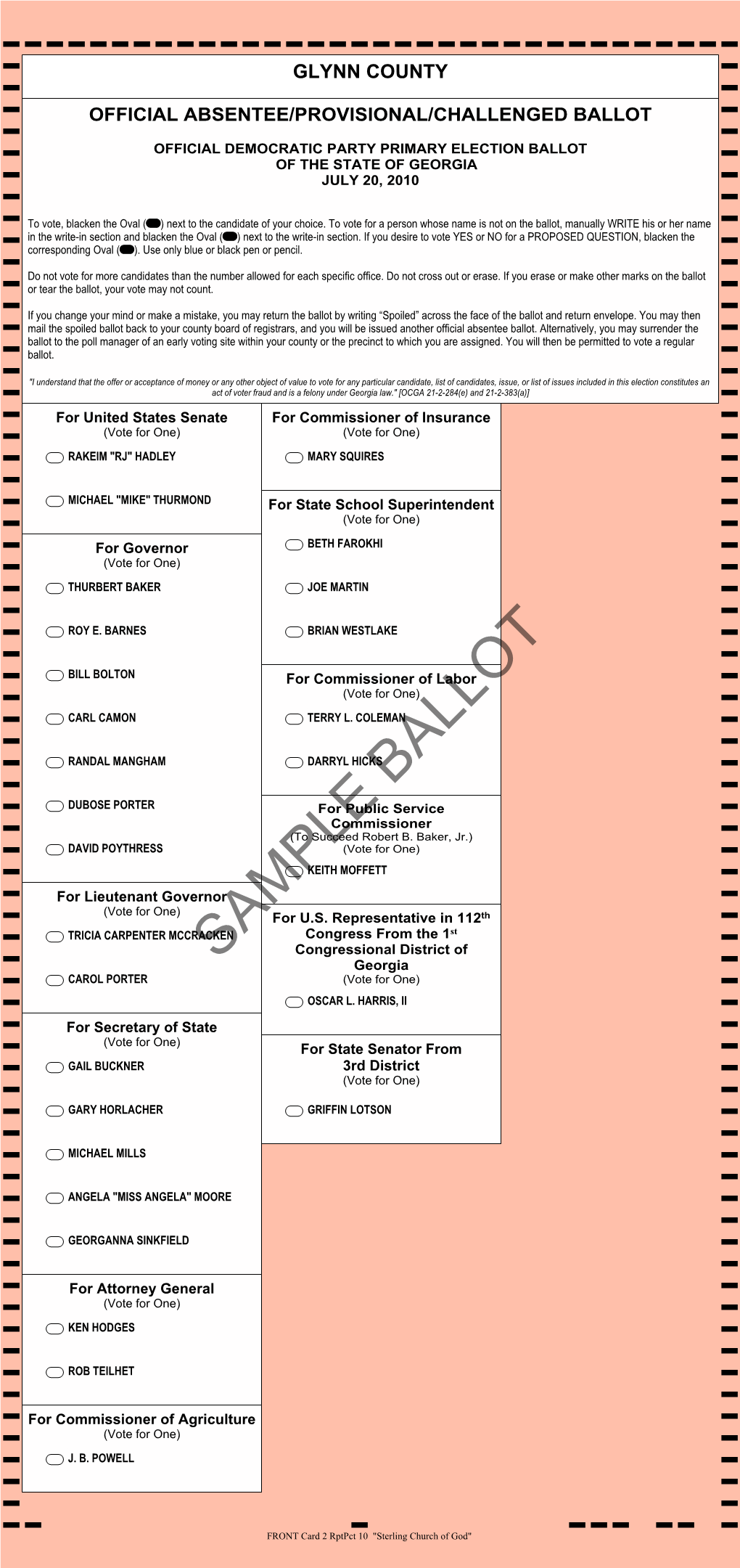 Sample Ballot