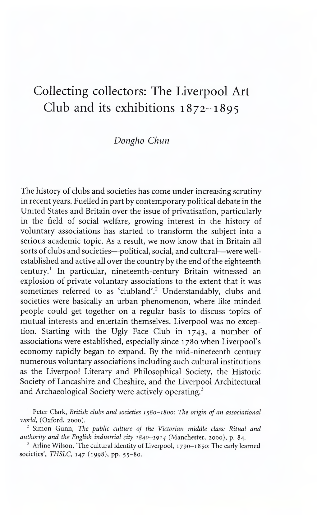 Collecting Collectors: the Liverpool Art Club and Its Exhibitions 1872-1895