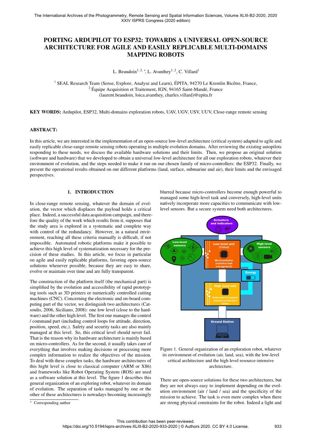 Porting Ardupilot to Esp32: Towards a Universal Open-Source Architecture for Agile and Easily Replicable Multi-Domains Mapping Robots