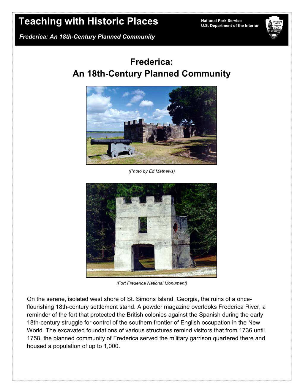 Frederica: an 18Th-Century Planned Community