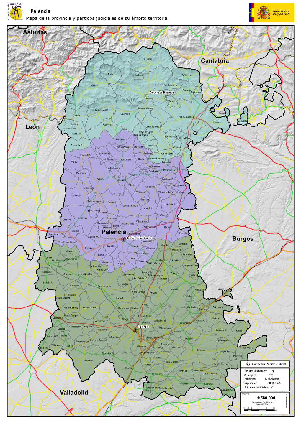 Mapa De Partidos Judiciales En La Provincia De Palencia