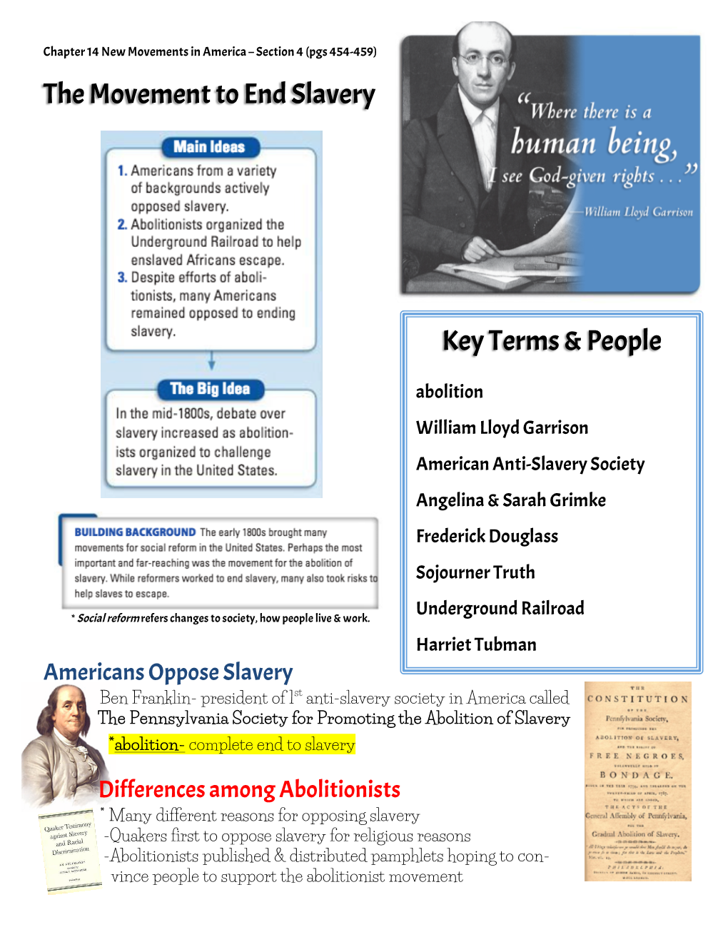 The Movement to End Slavery Key Terms & People