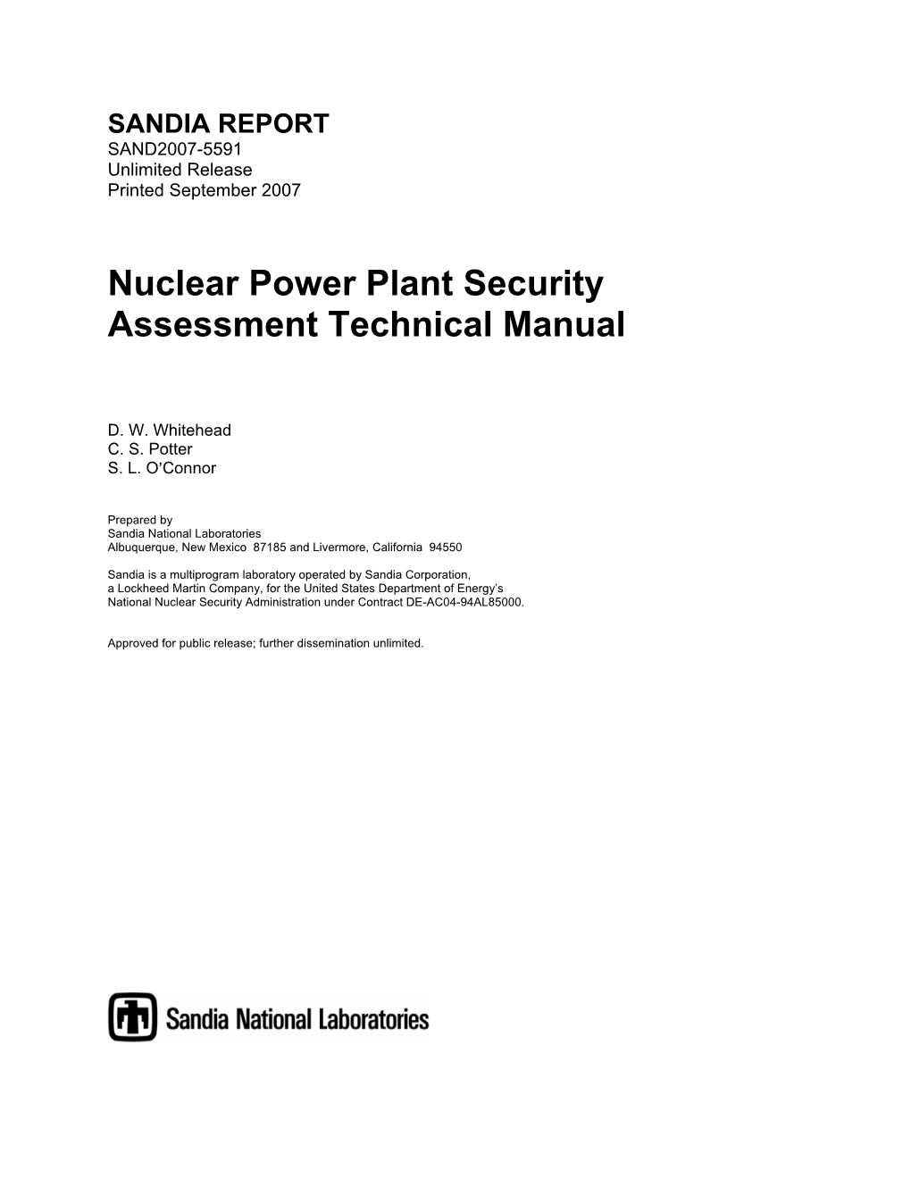 Nuclear Power Plant Security Assessment Technical Manual