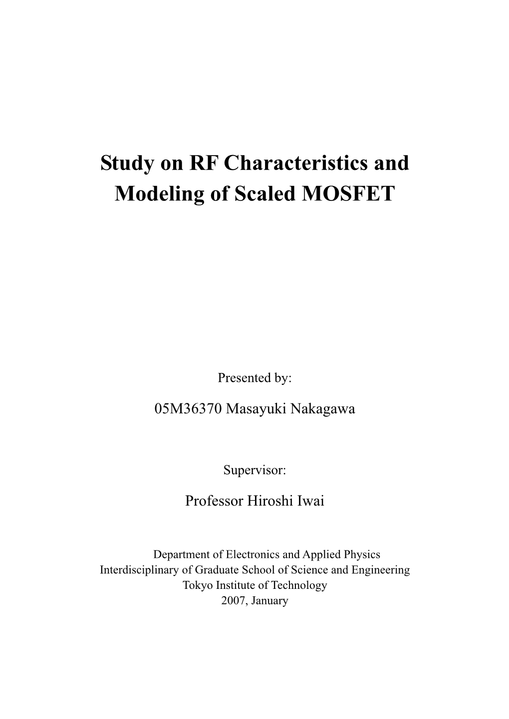 Study on RF Characteristics and Modeling of Scaled MOSFET