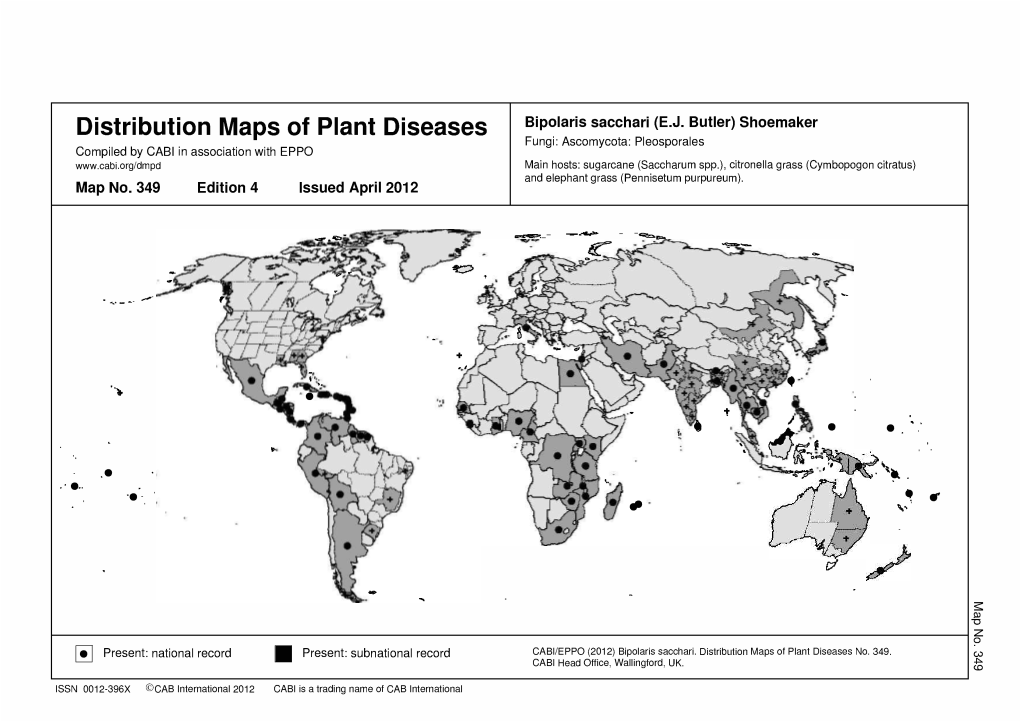 Distribution Maps of Plant Diseases Bipolaris Sacchari (E.J