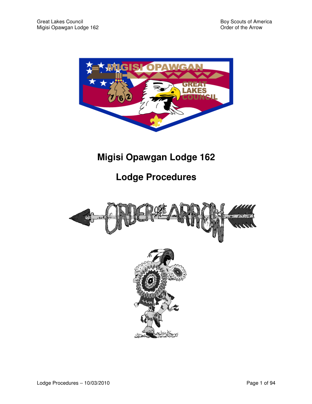 Migisi Opawgan Lodge 162 Lodge Procedures