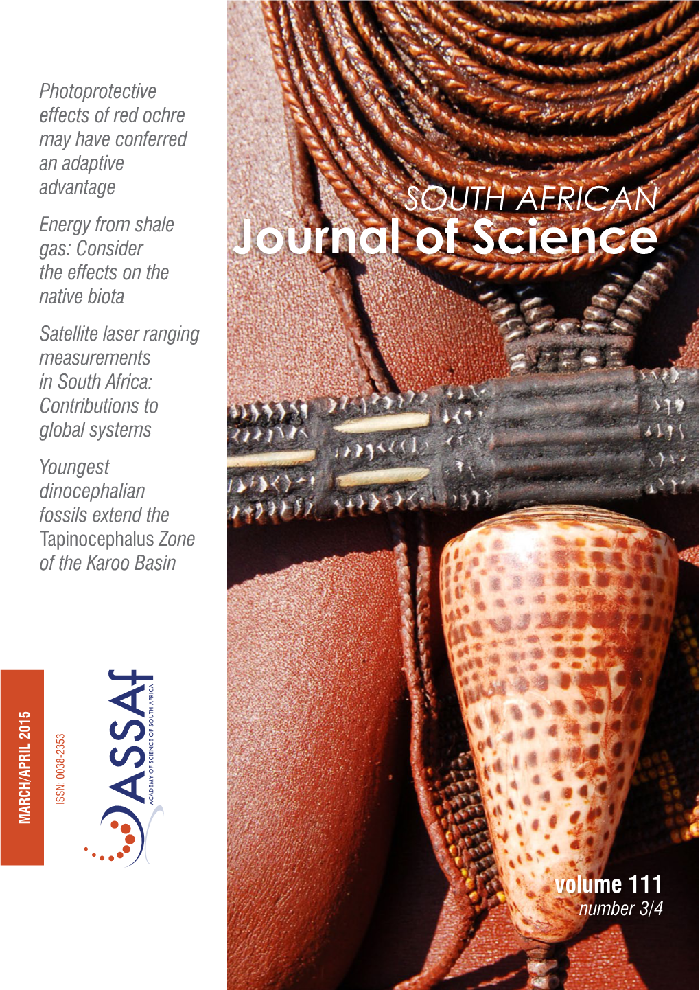 South African Journal of Science Volume 111 | Number 3/4 1 March/April 2015 Leader