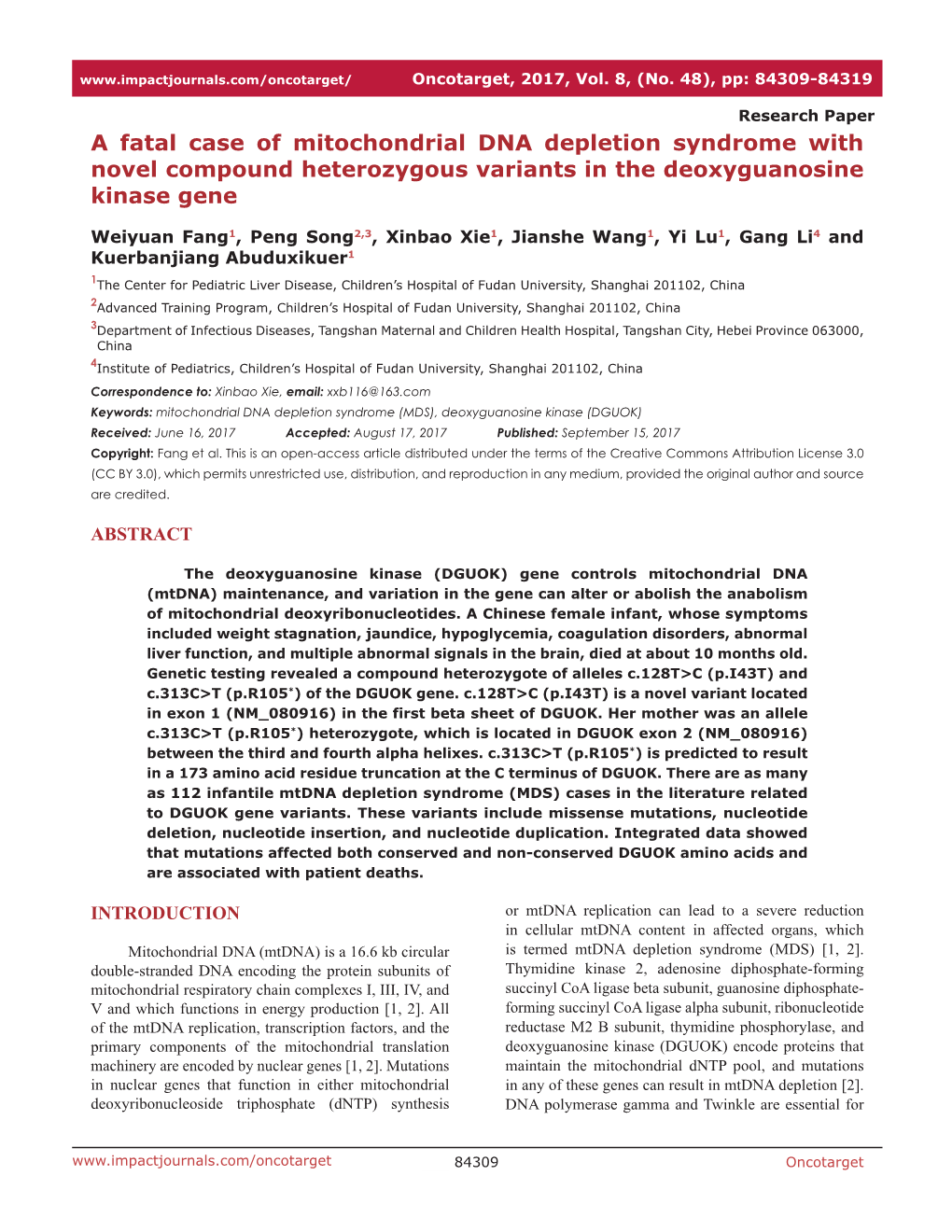 A Fatal Case of Mitochondrial DNA Depletion Syndrome with Novel Compound Heterozygous Variants in the Deoxyguanosine Kinase Gene