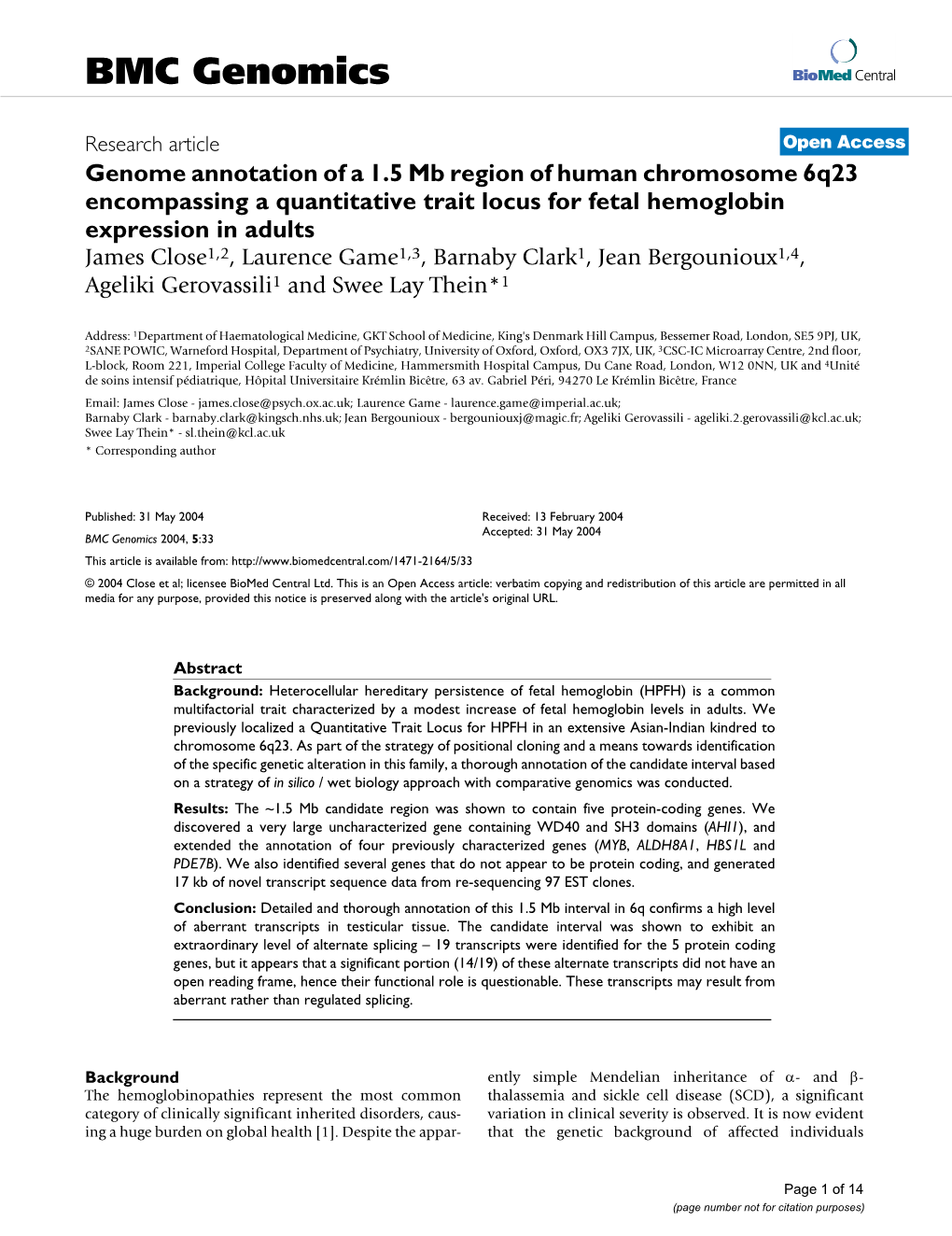 BMC Genomics Biomed Central