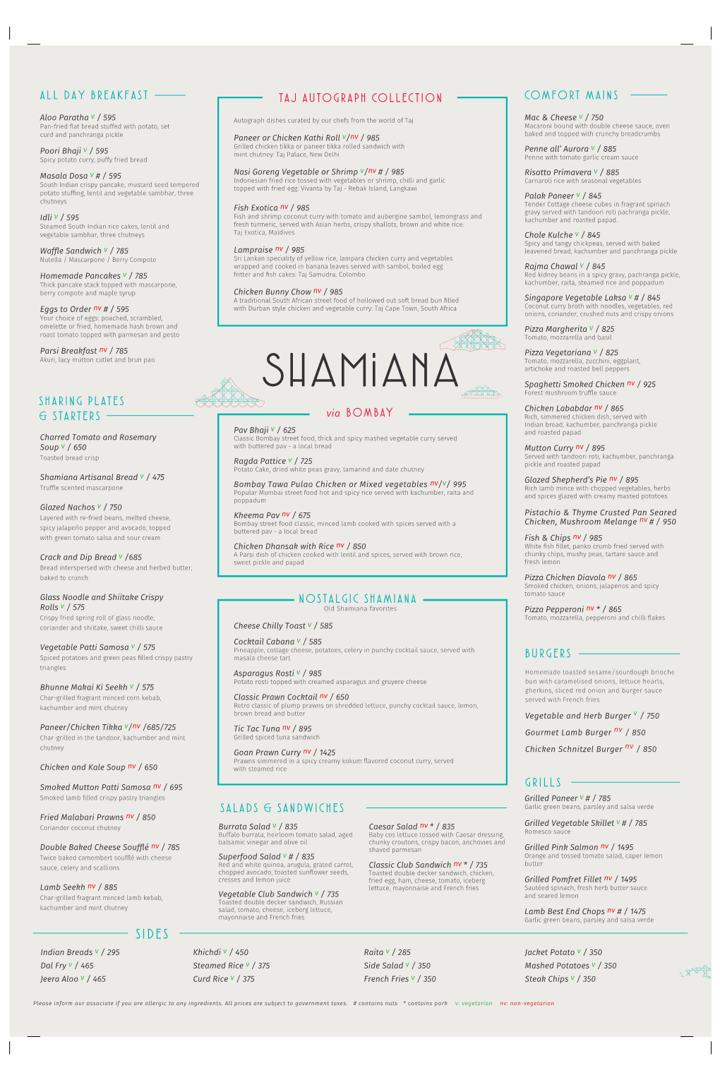 Shamiana Day Menu 26-07-2018