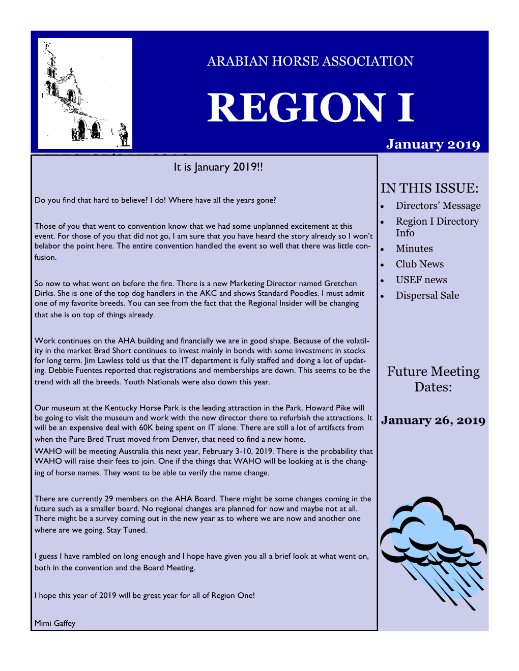 REGION I January 2019 DIRECTOR’S MESSAGE