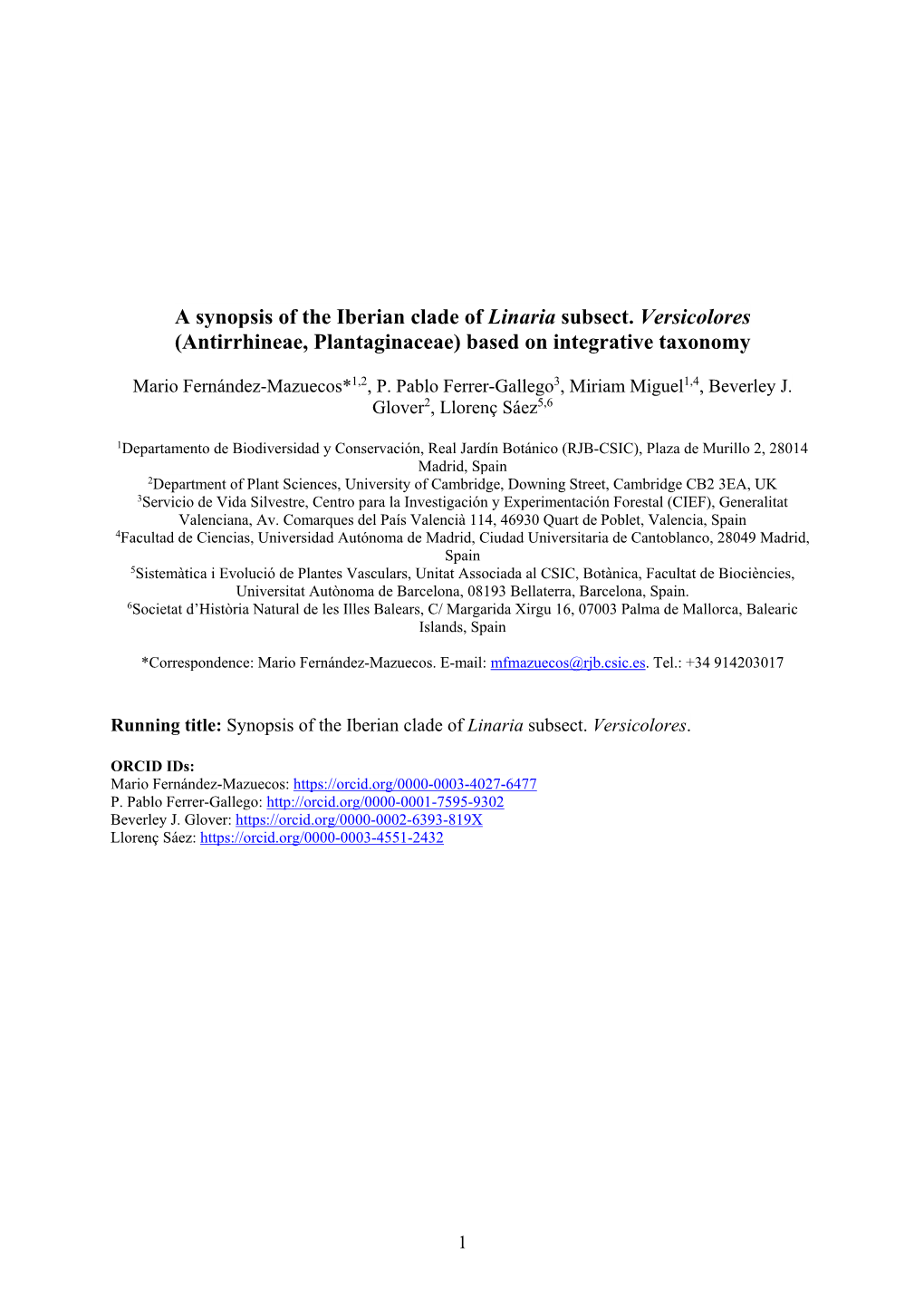 A Synopsis of the Iberian Clade of Linaria Subsect