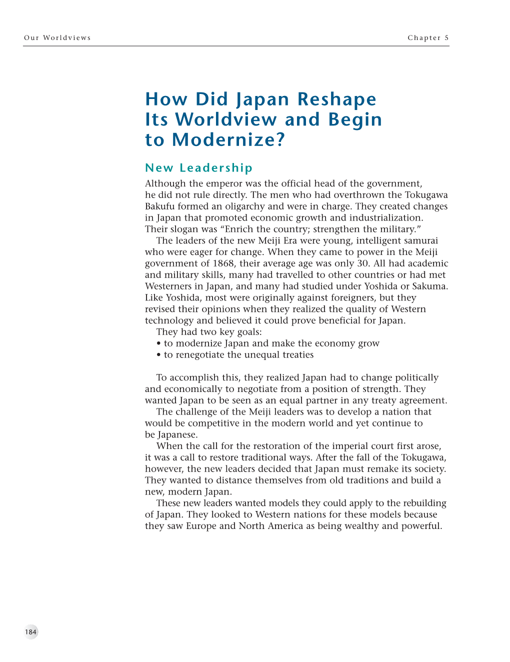 How Did Japan Reshape Its Worldview and Begin to Modernize?
