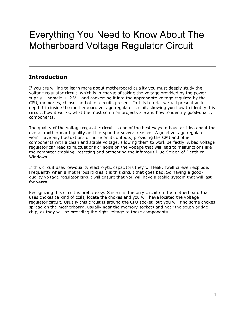 Everything You Need to Know About the Motherboard Voltage Regulator Circuit