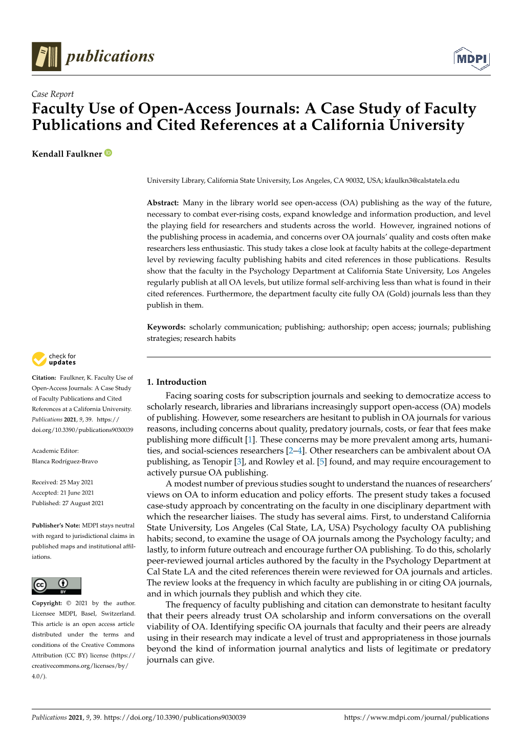 A Case Study of Faculty Publications and Citing References at A