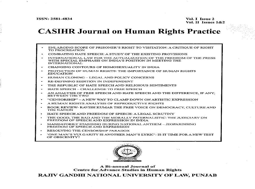 CASIHR Journal on Human Rights Practice Vol. I Issue 2 and Vol. II