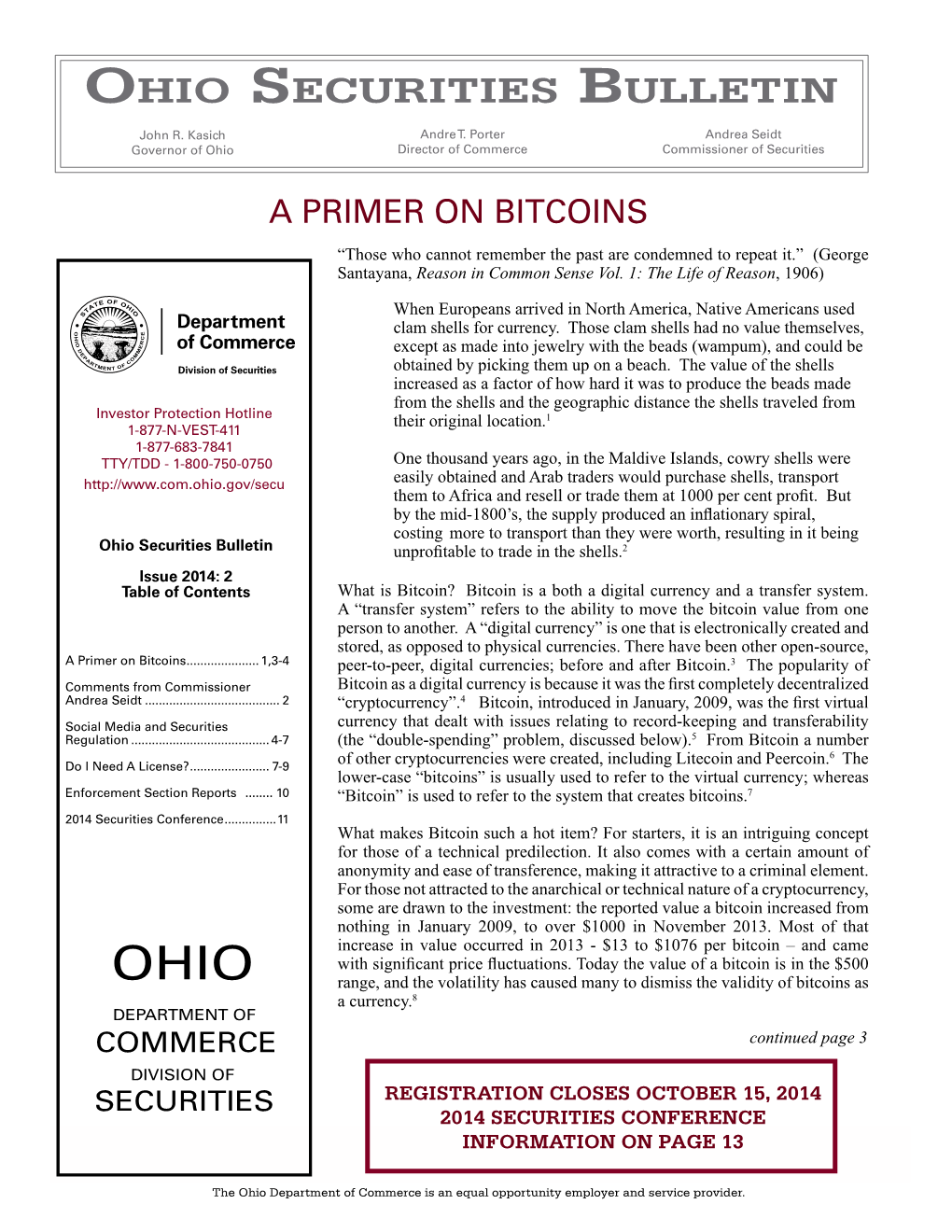 Ohio Securities Bulletin