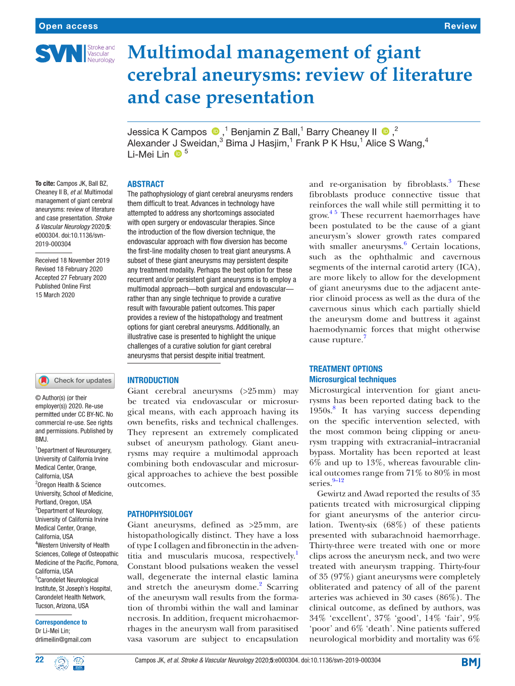 Multimodal Management of Giant Cerebral Aneurysms: Review of Literature and Case Presentation