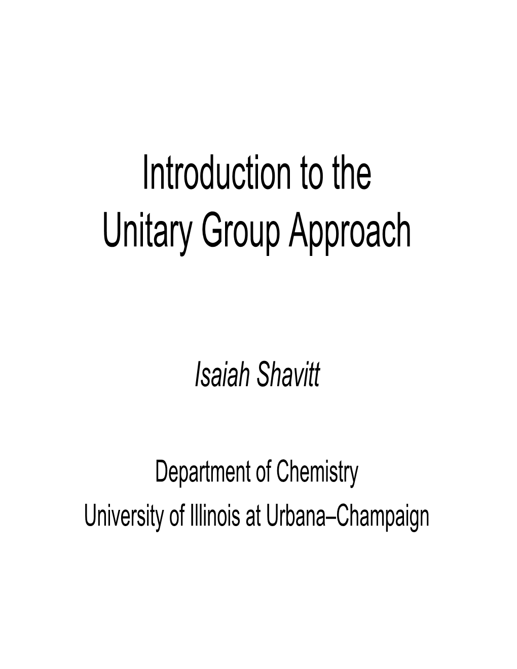 Introduction to the Unitary Group Approach