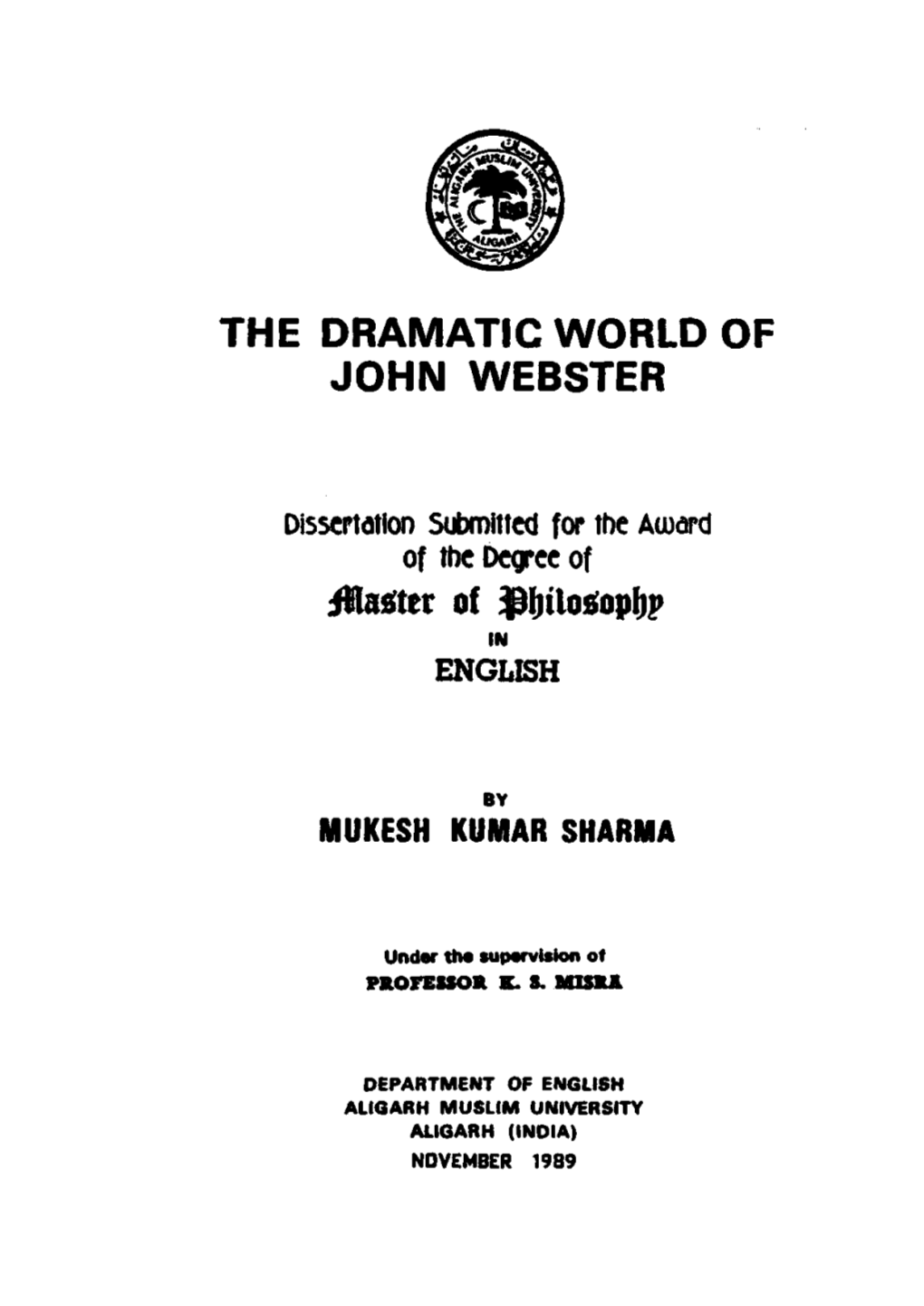 The Dramatic World of John Webster