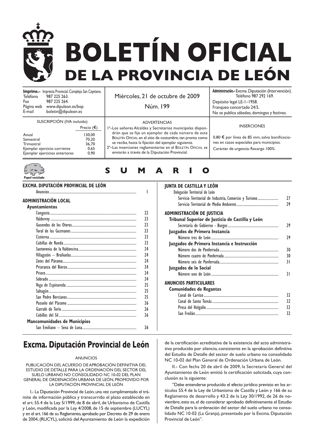 BOLETÍN OFICIAL DE LA PROVINCIA DE LEÓN Imprime.– Imprenta Provincial