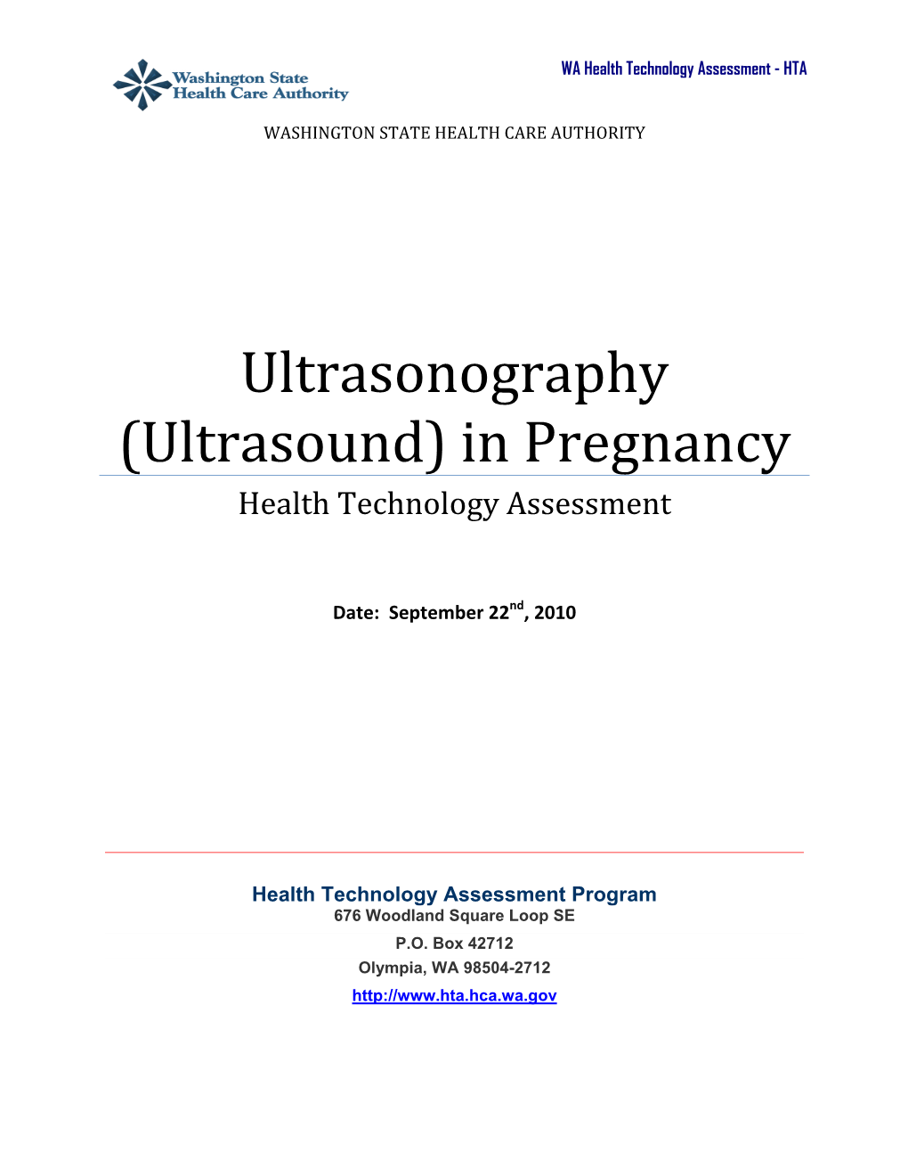 Ultrasonography (Ultrasound) in Pregnancy Health Technology Assessment