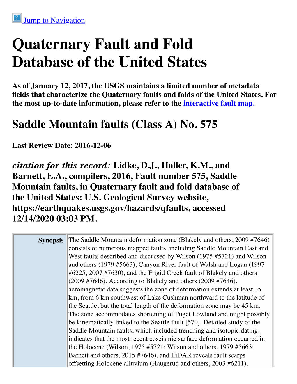 Quaternary Fault and Fold Database of the United States