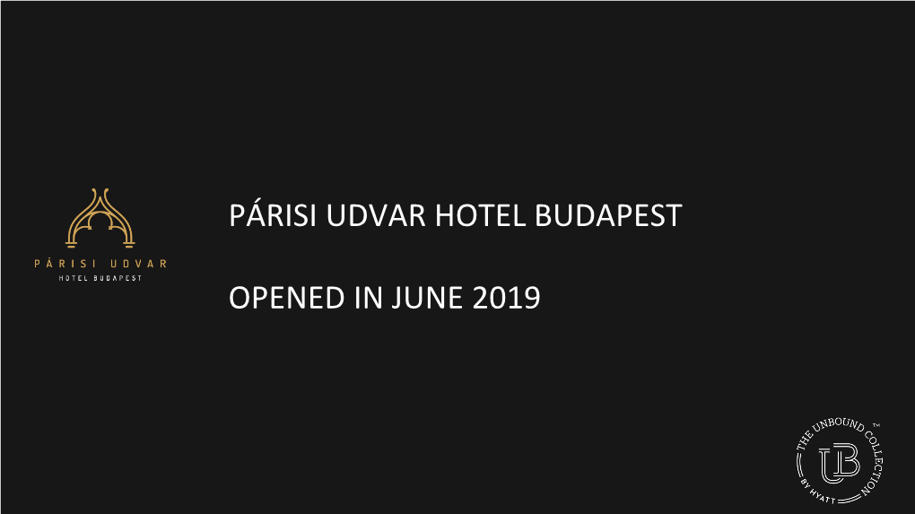 BUDUB Parisi Udvar Hotel Budapest 2020