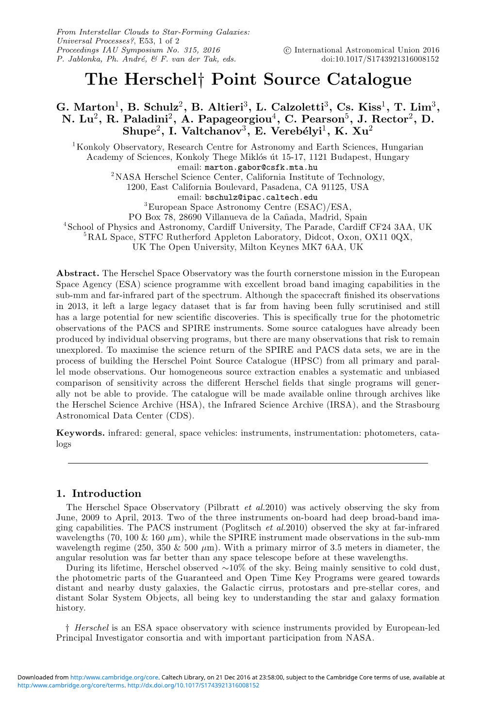 The Herschel† Point Source Catalogue