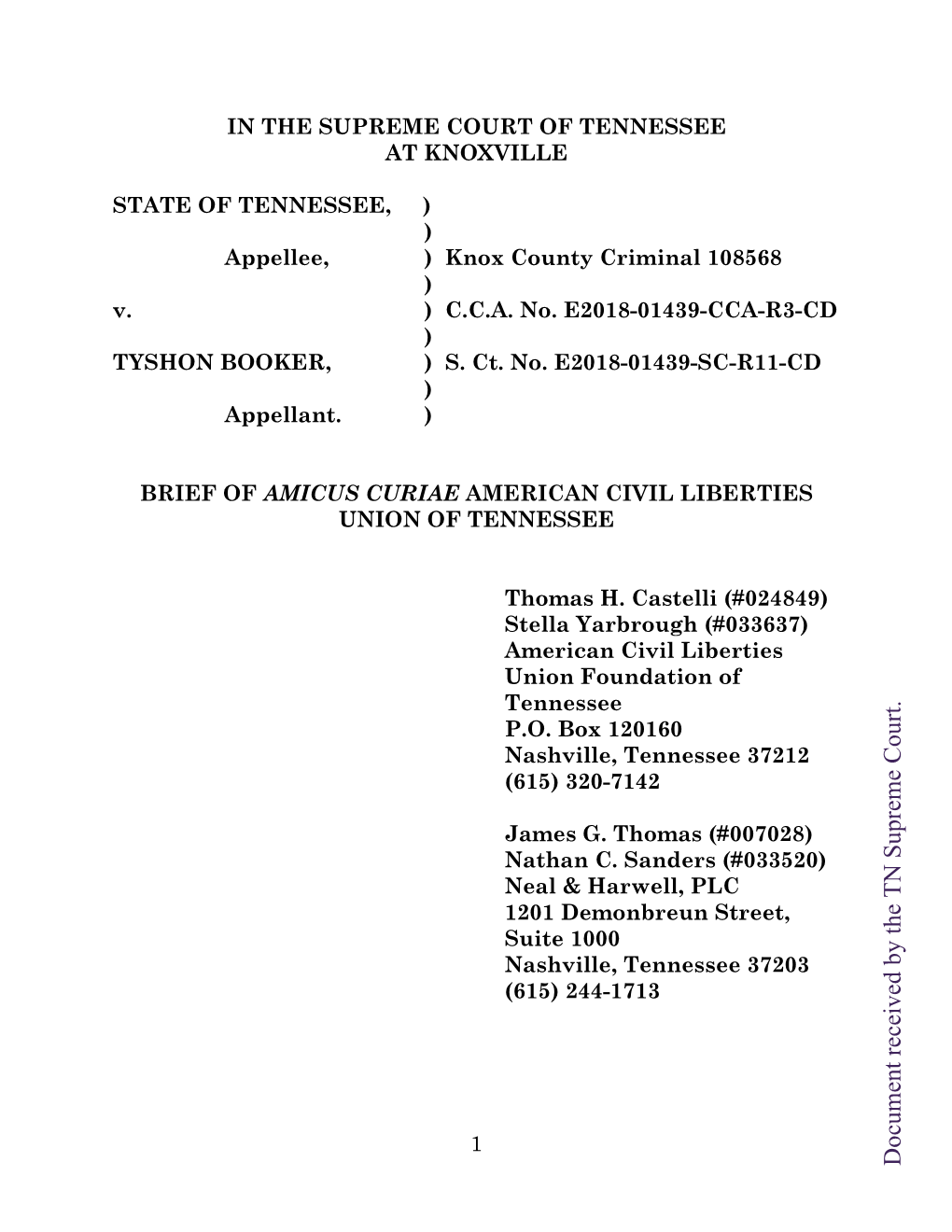 Document Received by the TN Supreme Court