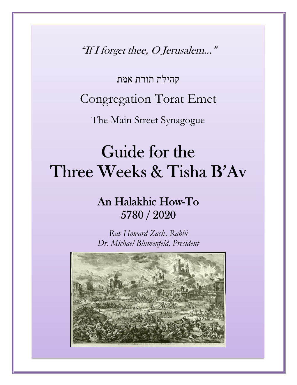 Guide for the Three Weeks & Tisha B'av