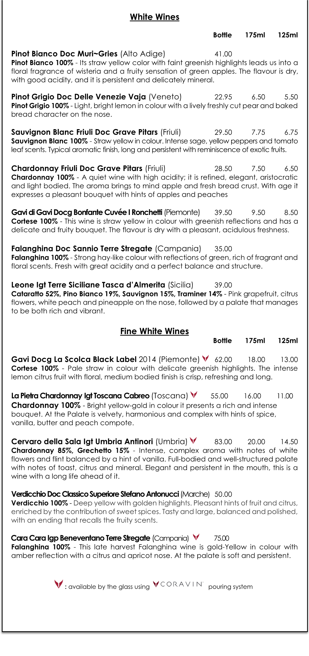 White Wines Fine White Wines